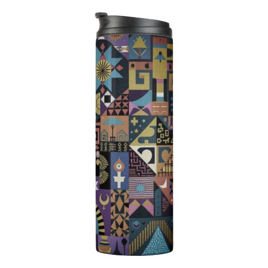 Muted Earthy Folk Art Patchwork Quilt Thermosbecher (Nach rechts gedreht)