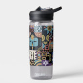 Muted Earthy Folk Art Patchwork Quilt Trinkflasche (Links)