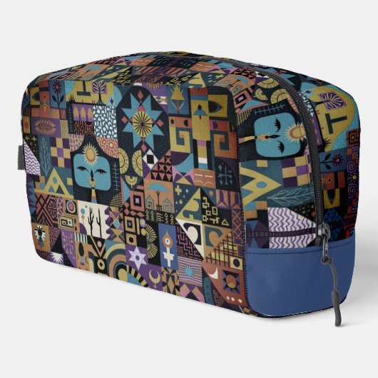 Muted Earthy Folk Art Patchwork Quilt Waschbeutel (Rechte Ecke)