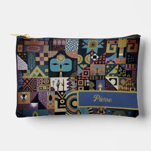 Muted Earthy Folk Art Patchwork Quilt Zubehörtasche (Vorderseite)