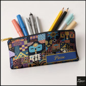 Muted Earthy Folk Art Patchwork Quilt Zubehörtasche