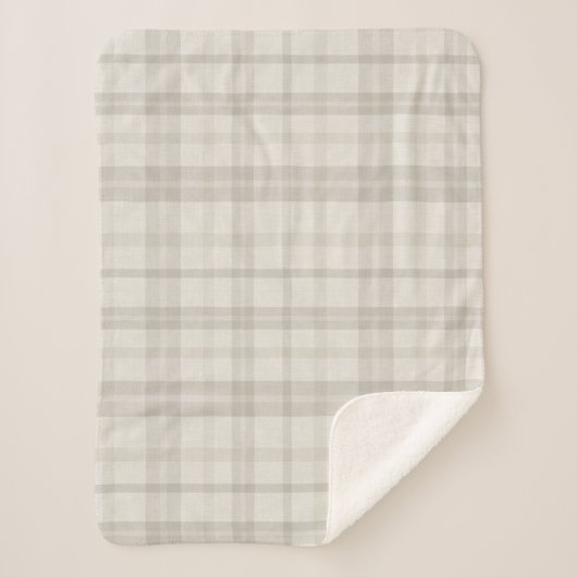 Muted Farmhouse Beige Plaid Sherpadecke (Vorderseite)