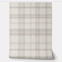 Muted Farmhouse Beige Plaid w/ Linen Texture Tapete