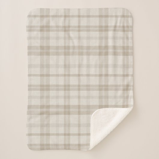 Muted Farmhouse Taupe Plaid Sherpadecke (Vorderseite)