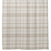 Muted Farmhouse Taupe Plaid w/ Linen Texture Duschvorhang (Vorderseite)