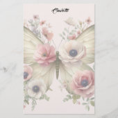 Muted Floral Butterfly Briefpapier (Vorderseite)