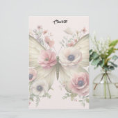 Muted Floral Butterfly Briefpapier (Stehend Vorderseite)
