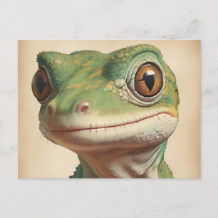 Muted Gecko Retro Portrait Postkarte