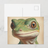 Muted Gecko Retro Portrait Postkarte (Vorne/Hinten)