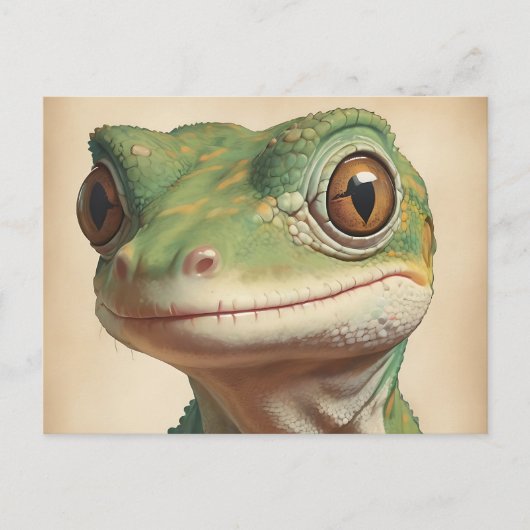 Muted Gecko Retro Portrait Postkarte (Vorderseite)