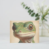 Muted Gecko Retro Portrait Postkarte (Stehend Vorderseite)