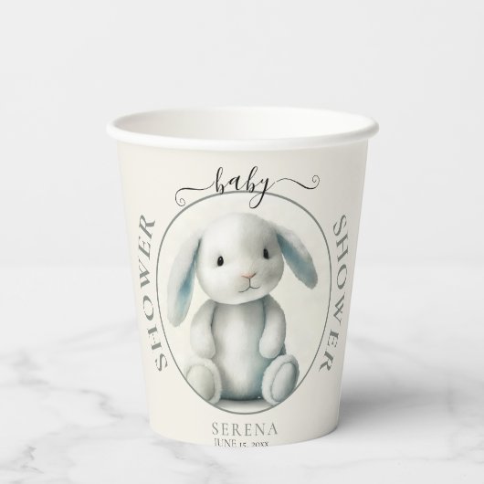 Muted getufft Bunny BABY SHOWER Pappbecher (Rückseite)