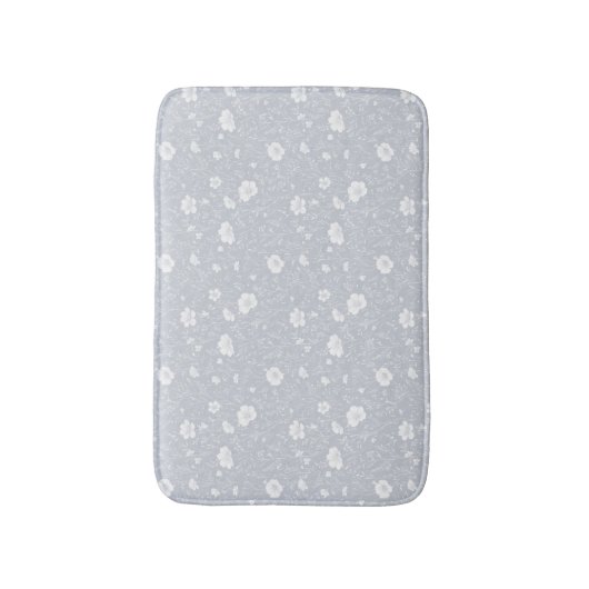 Muted Gray And White Wildflower Pattern Badematte (Vorderseite Vertikal)