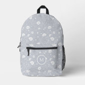 Muted Gray And White Wildflower Pattern  Bedruckter Rucksack (Vorderseite)