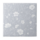 Muted Gray And White Wildflower Pattern Fliese (Vorderseite)