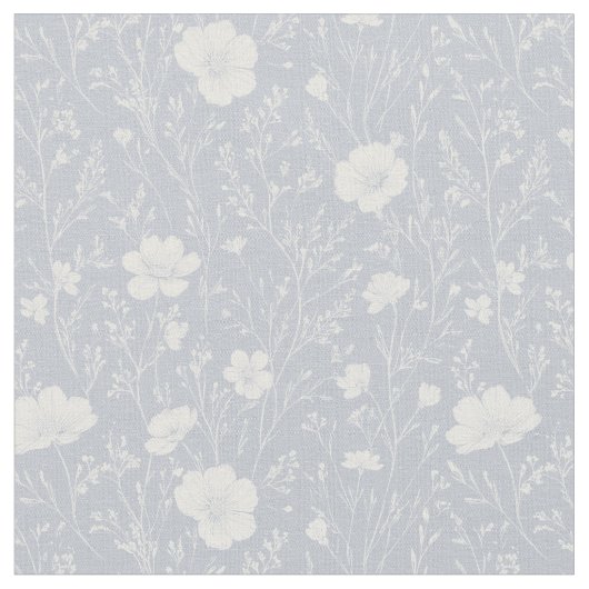 Muted Gray And White Wildflower Pattern Stoff (Nahaufnahme)