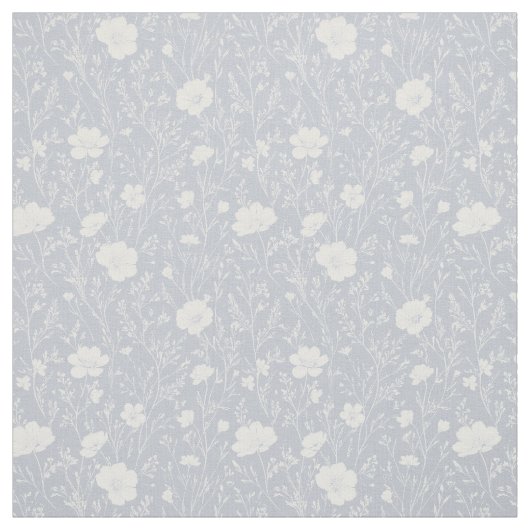Muted Gray And White Wildflower Pattern Stoff (Muster)