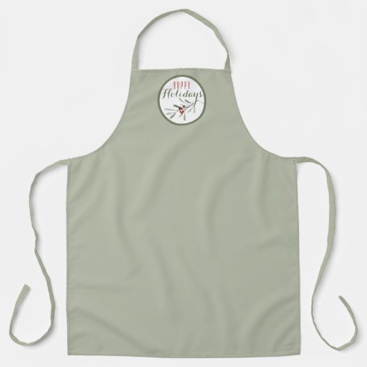 Muted Gray Green mit Christmas Greenery Sprig Schürze (Vorderseite)