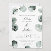 Muted Green Eucalyptus Scripted Modern Wedding Einladung (Vorderseite)
