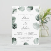 Muted Green Eucalyptus Scripted Modern Wedding Einladung (Stehend Vorderseite)
