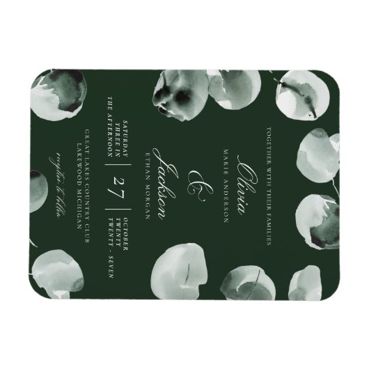 Muted Green Eucalyptus Scripted Modern Wedding Magnet (Horizontal)