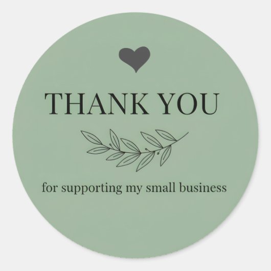 Muted Green Thank You Business Sticker  (Vorderseite)