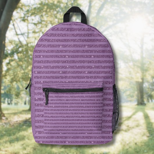 Muted Mulberry Glitter Style Horizontal Stripes Bedruckter Rucksack