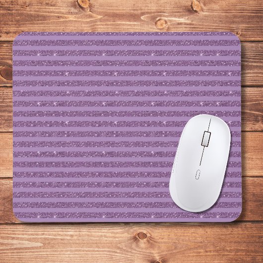 Muted Mulberry Glitter Style Horizontal Stripes Mousepad