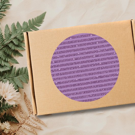 Muted Mulberry Glitter Style Horizontal Stripes Runder Aufkleber