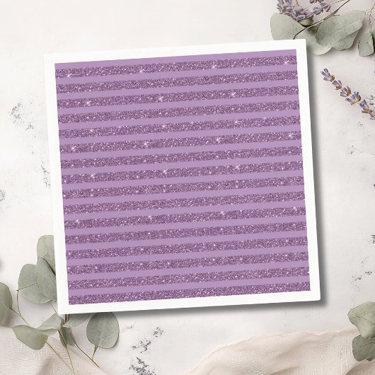 Muted Mulberry Glitter Style Horizontal Stripes Serviette