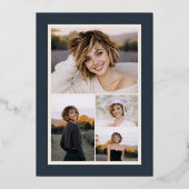 Muted Navy Ivory Photo Graduation Rose Gold Folieneinladung (Rückseite)