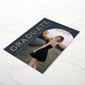 Muted Navy Ivory Photo Graduation Rose Gold Folieneinladung (Gedreht)
