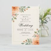 Muted Orange Blossom Arch Wedding Einladung (Stehend Vorderseite)