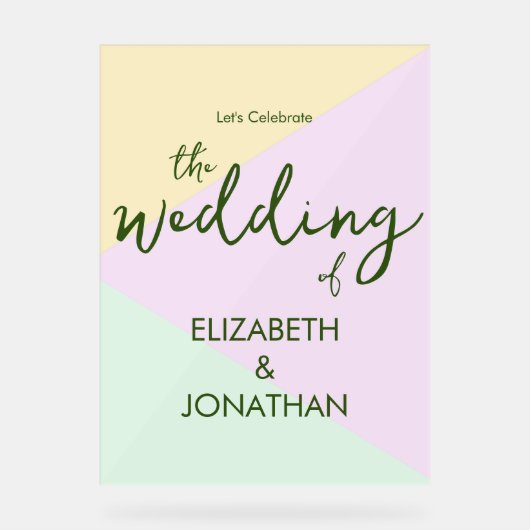Muted Pastel Geometric Wedding Acrylschild (Vorderseite)