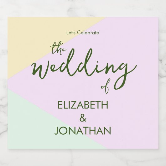 Muted Pastel Geometric Wedding Schaumweinetikett (Einzelnes Label)