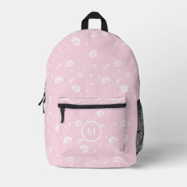 Muted Pink And White Wildflower Pattern  Bedruckter Rucksack