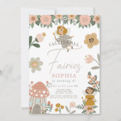 Muted Pink Floral Fairy Girl Birthday Einladung (Vorderseite)