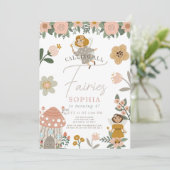 Muted Pink Floral Fairy Girl Birthday Einladung (Stehend Vorderseite)