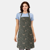 Muted Poinsetta Olive All-Over Print Apron Schürze (Getragen)