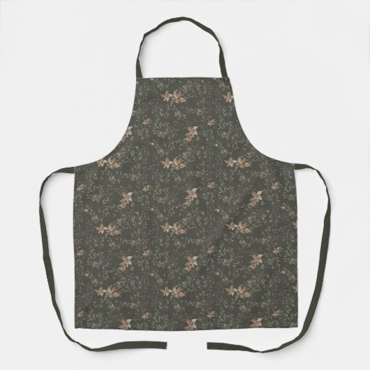 Muted Poinsetta Olive All-Over Print Apron Schürze (Vorderseite)