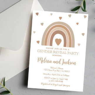Muted Rainbow Gender Reveal Invitation Einladung
