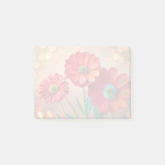 Muted Red Daisy Flowers Post-it Klebezettel (Vorderseite)
