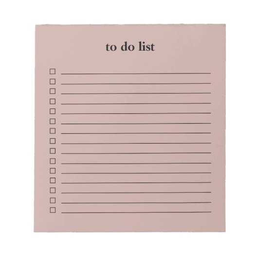Muted Rose To Do List Minimalist Teacher Simple Notizblock (Vorderseite)