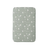 Muted Sage Green And White Wildflower Pattern Badematte (Vorderseite Vertikal)