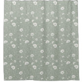 Muted Sage Green And White Wildflower Pattern Duschvorhang (Vorderseite)