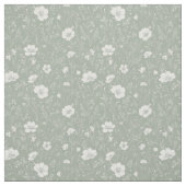 Muted Sage Green And White Wildflower Pattern Stoff (Muster)