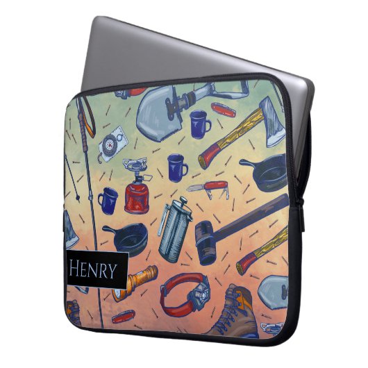 Muted Sunrise Camping Gear Pattern  Laptopschutzhülle (Vorderseite Links)