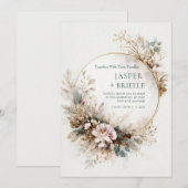 Muted Teal Watercolor Gold Circle Wedding Einladung (Vorne/Hinten)