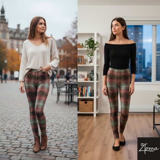 Muted Vertical Shadow Plaid Tartan Blur Leggings