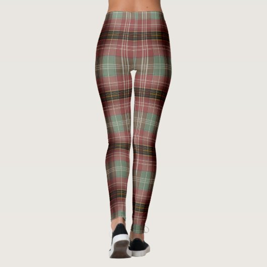Muted Vertical Shadow Plaid Tartan Blur Leggings (Rückseite)